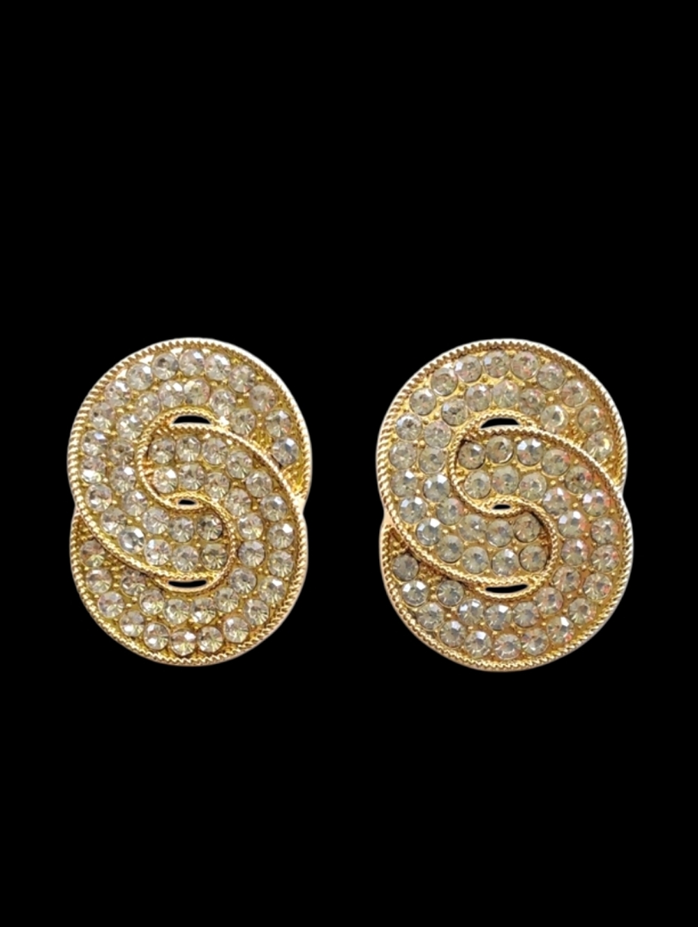 Linked Circular Rhinestone Earrings